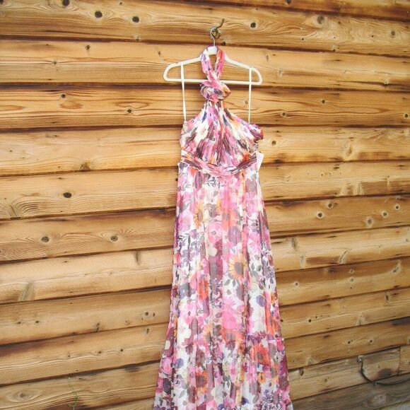 MAC DUGGAL 68108 Multicolor Asymmetrical Ruffled Halter Floral Gown - Picture 8 of 15